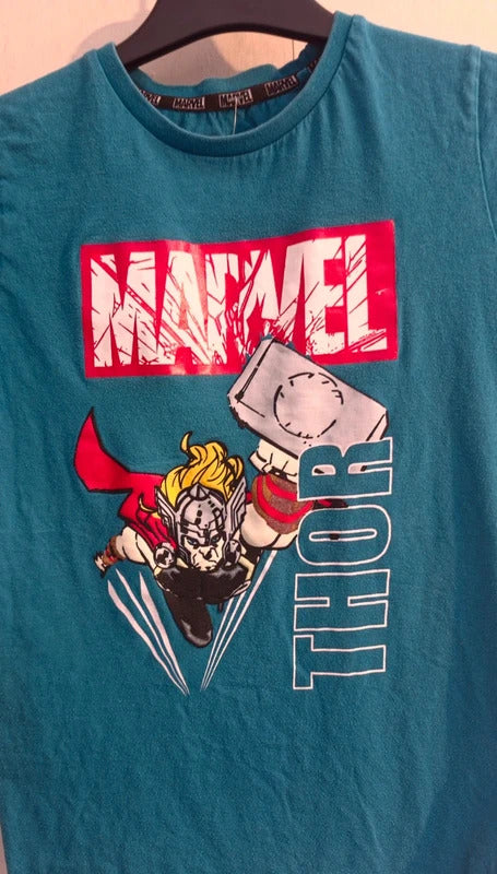 Primark Marvel Boys Teal Short Sleeved Cotton T-Shirt Age 7-8 Years