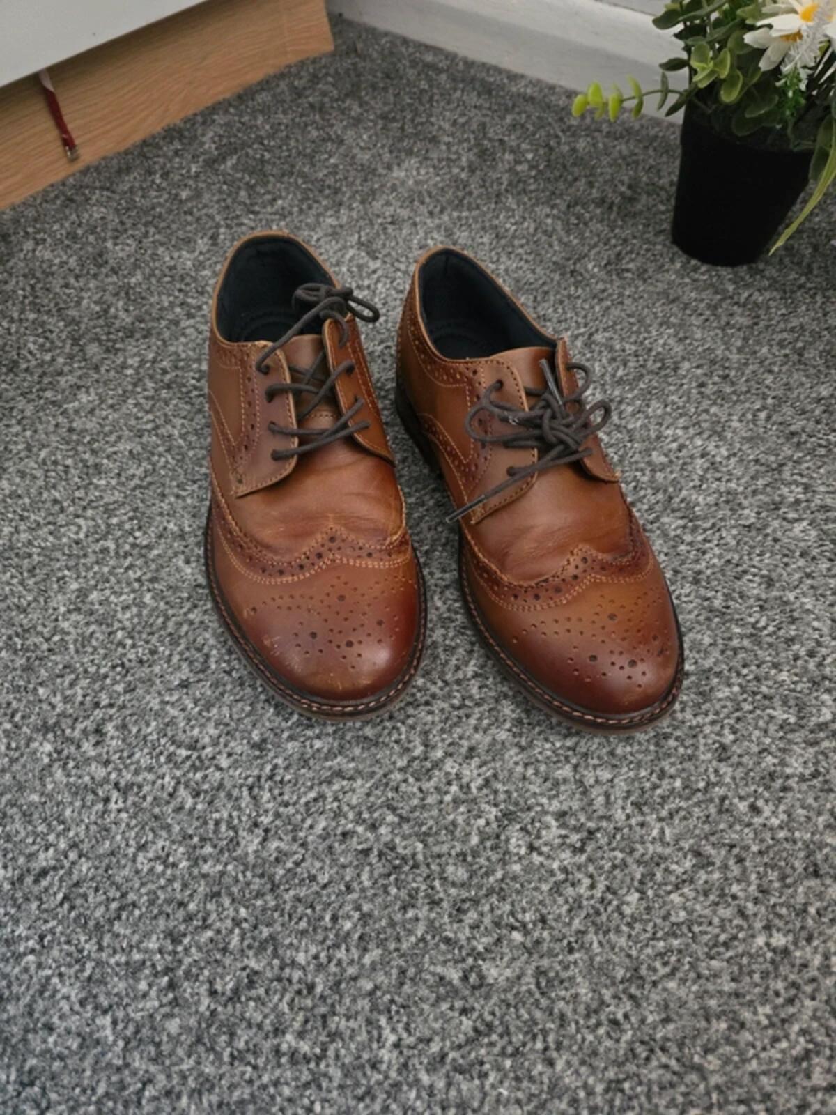 Boys Next Brown Formal Lace-Up Smart Shoes Size 4F (Junior)