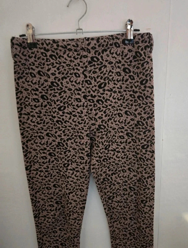 Matalan Girls Brown Animal Print Leggings Age 12-13years