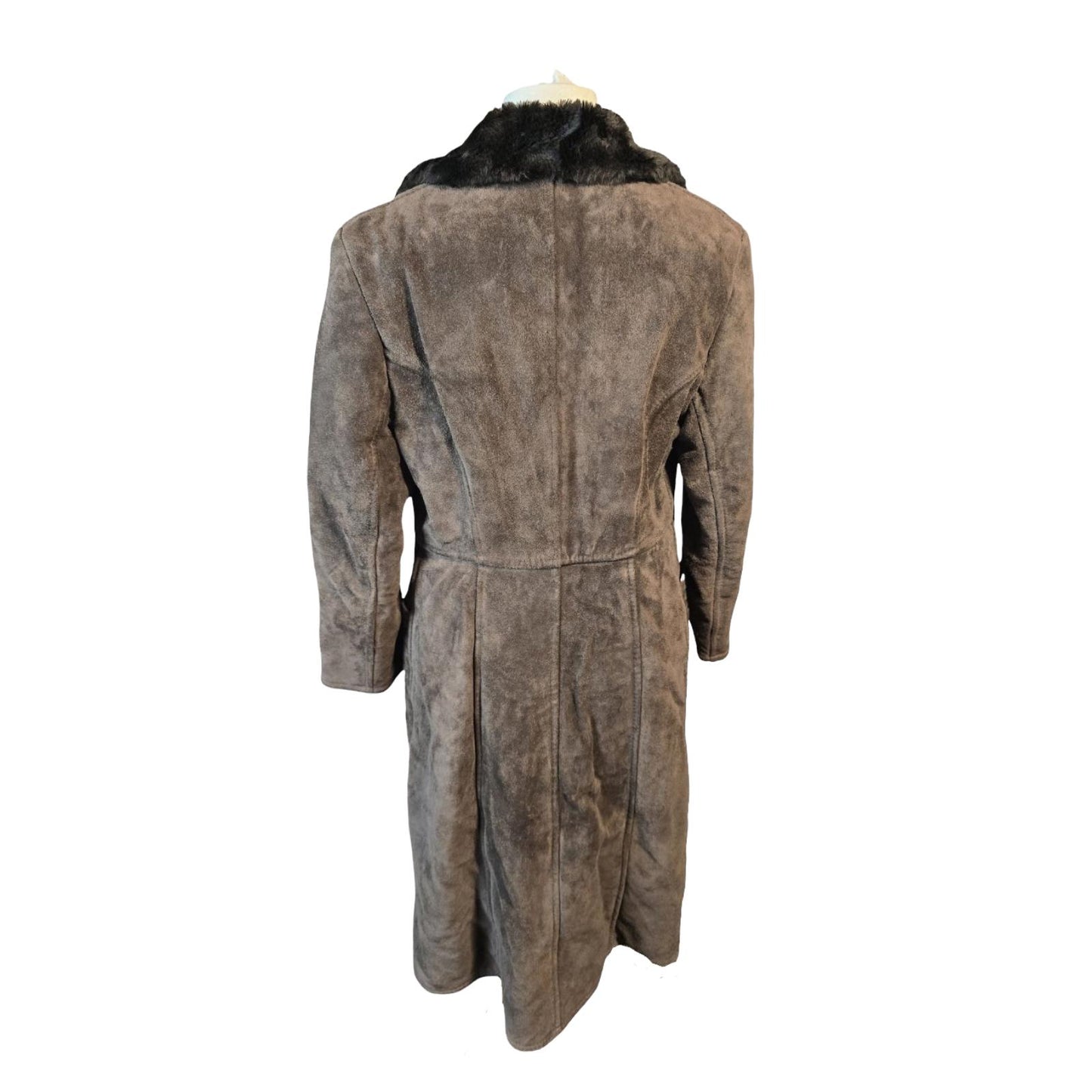 Vintage 1960s/1970s Leather & Suede Coat Brown Made in England Faux Fur Lined