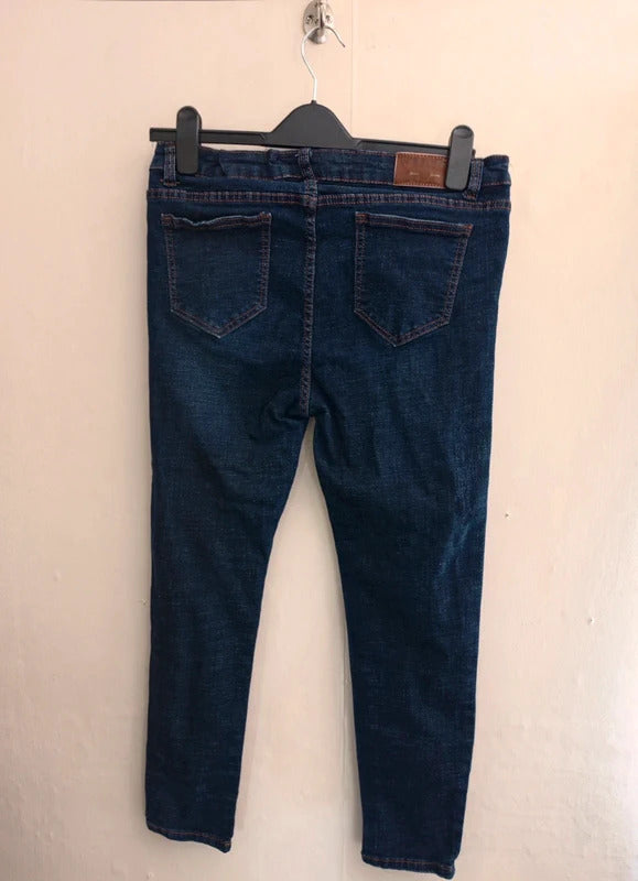 Elma Blue Mid-Rise Distressed Pocket Skinny Jeans 33 Size 12