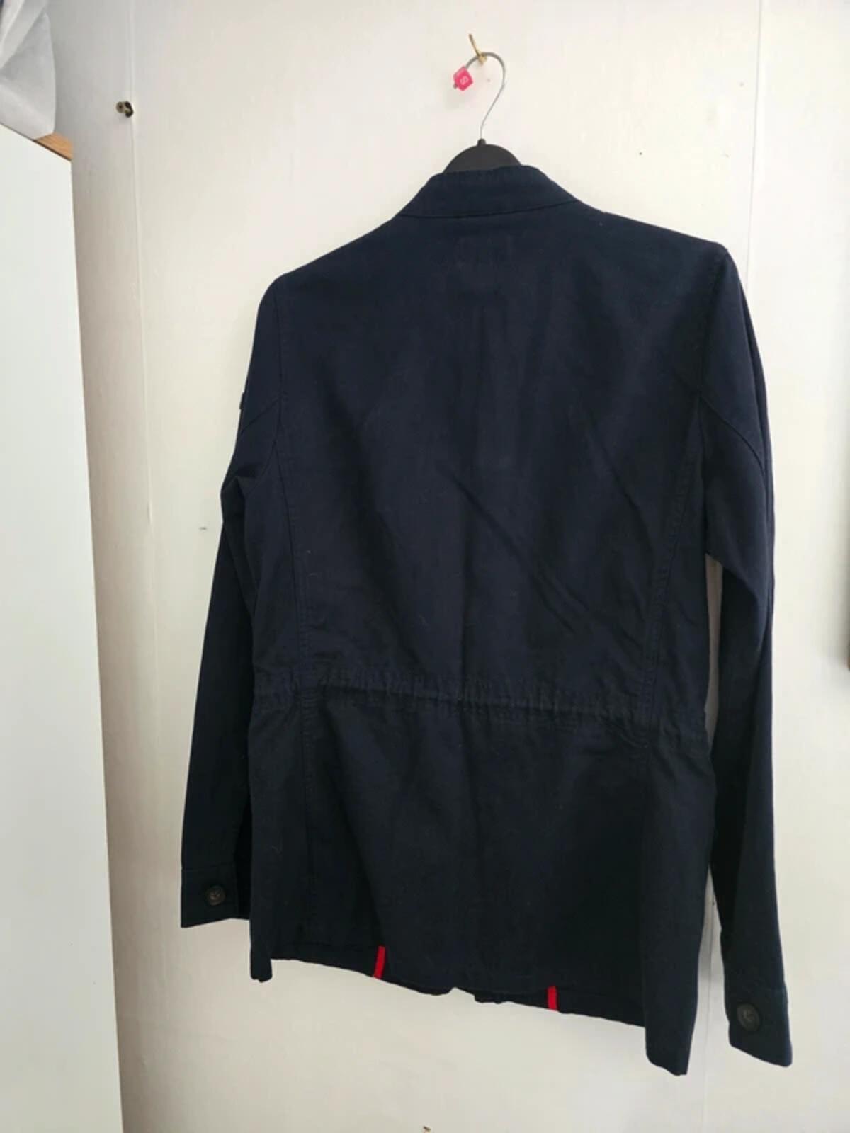 Joules Navy Blue Lightweight Jacket Size 8 Cotton Linen Blend Drawstring