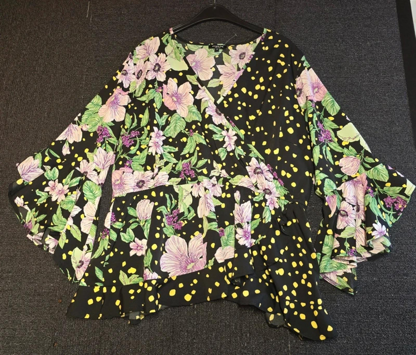 Simply Be Peplum Top Multicoloured Size 22 Floral Flared Weekend