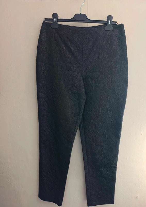 M&S Autograph Black Jacquard Slim Leg Trousers – UK Size 10 – Smart Workwear