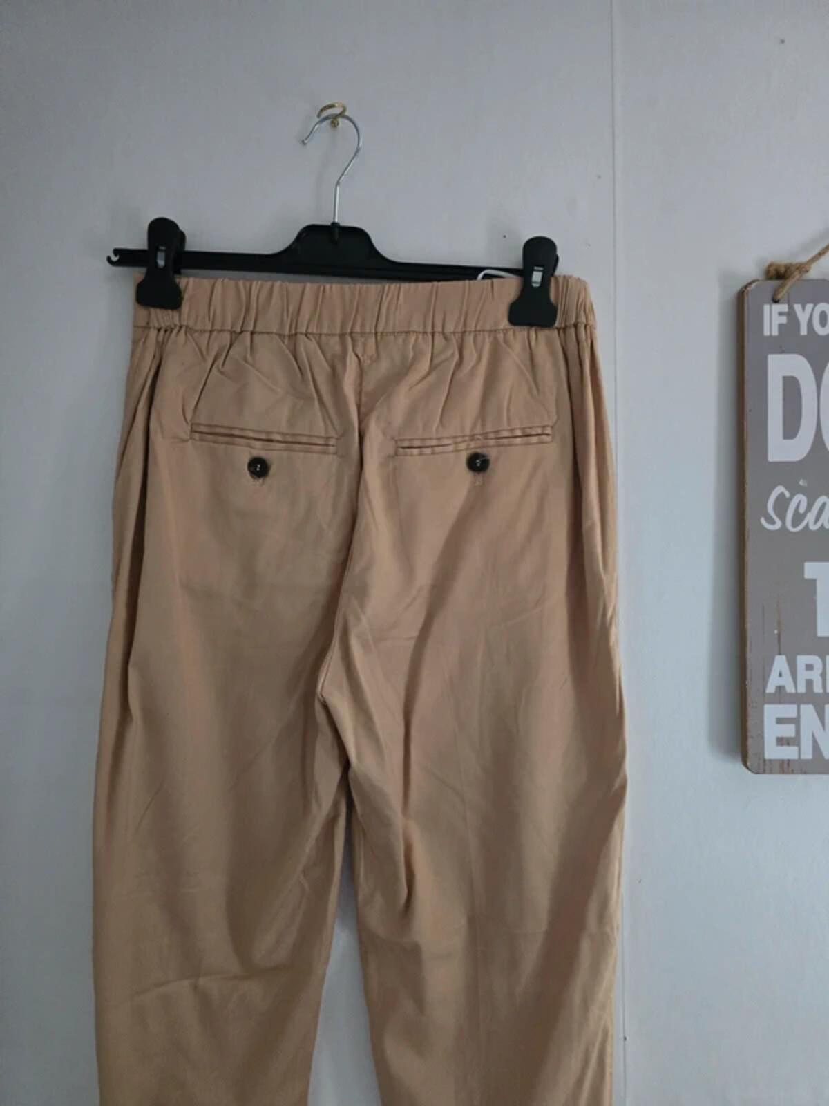 Vila Beige High-Waist Slim Leg Lyocell Trousers EU 36 UK size 8
