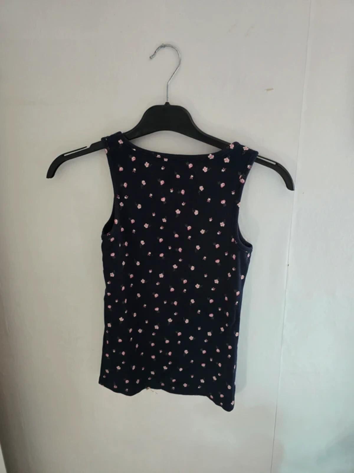 Next Girls Navy & Pink Floral Vest Top Size Age 9 Years