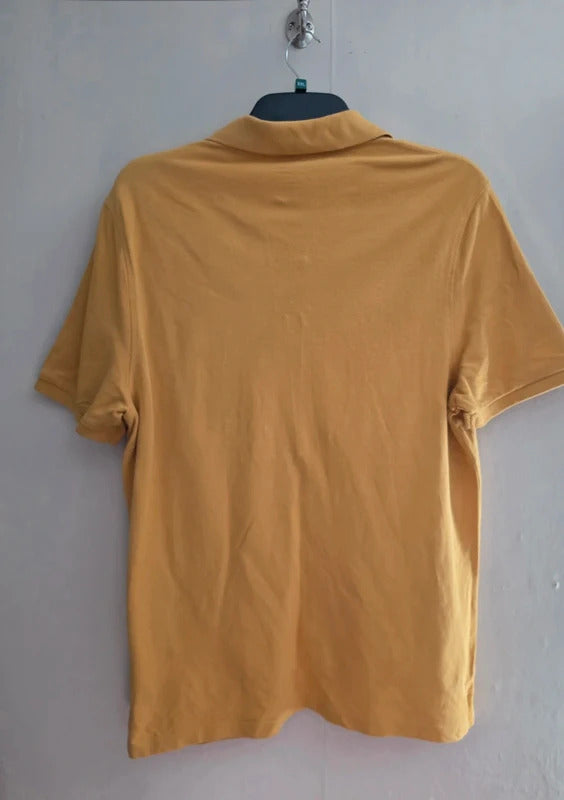Marks & Spencer Men's Mustard Yellow Short Sleeve Cotton Polo Shirt Size Large