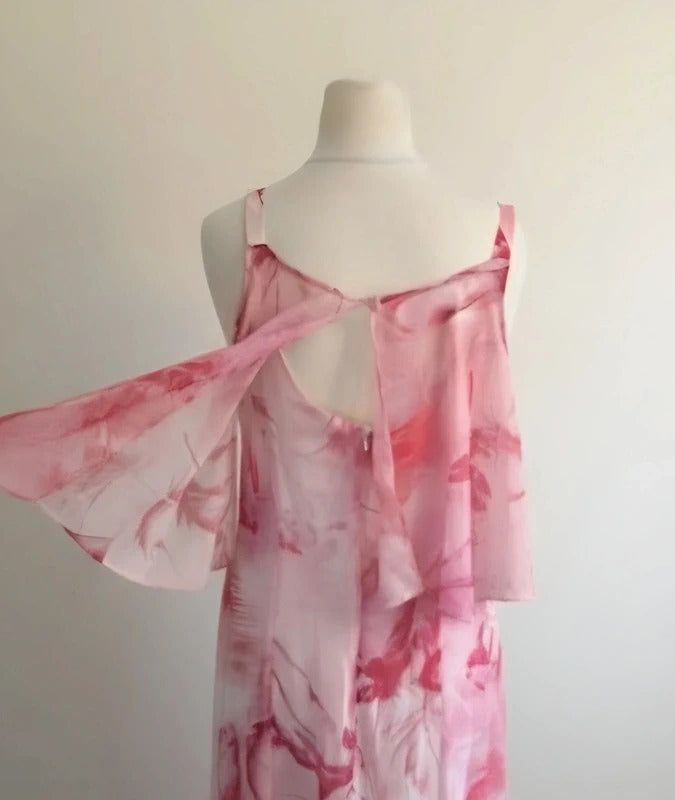 Roman Pink & White Layered Maxi Dress Size 14