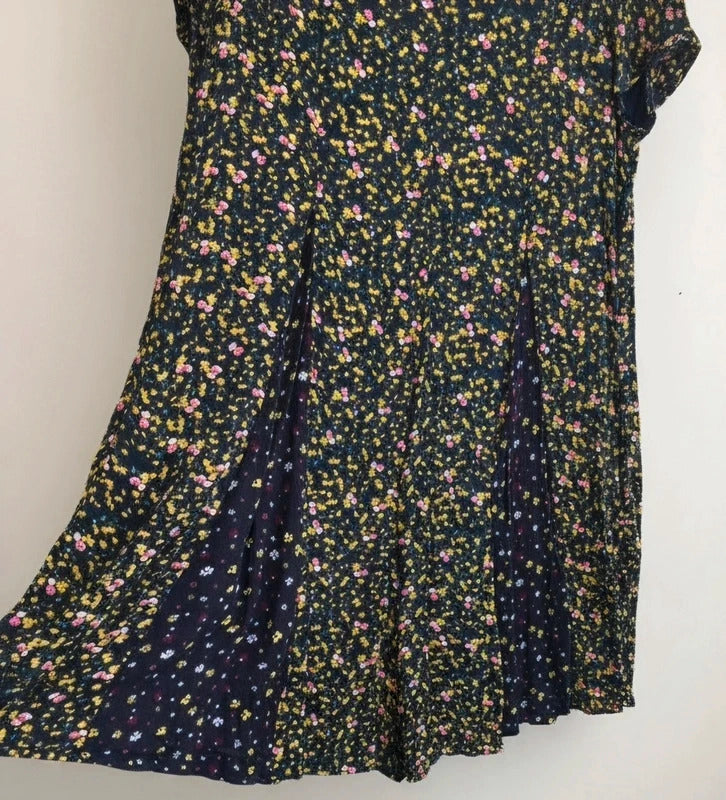 Zara Black Multicoloured Floral Wide Flared Leg Playsuit Large Size 12