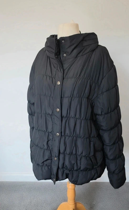 Epilogue Black Puffer Coat Size 18 Quilted Padded Winter Jacket Zip Popper