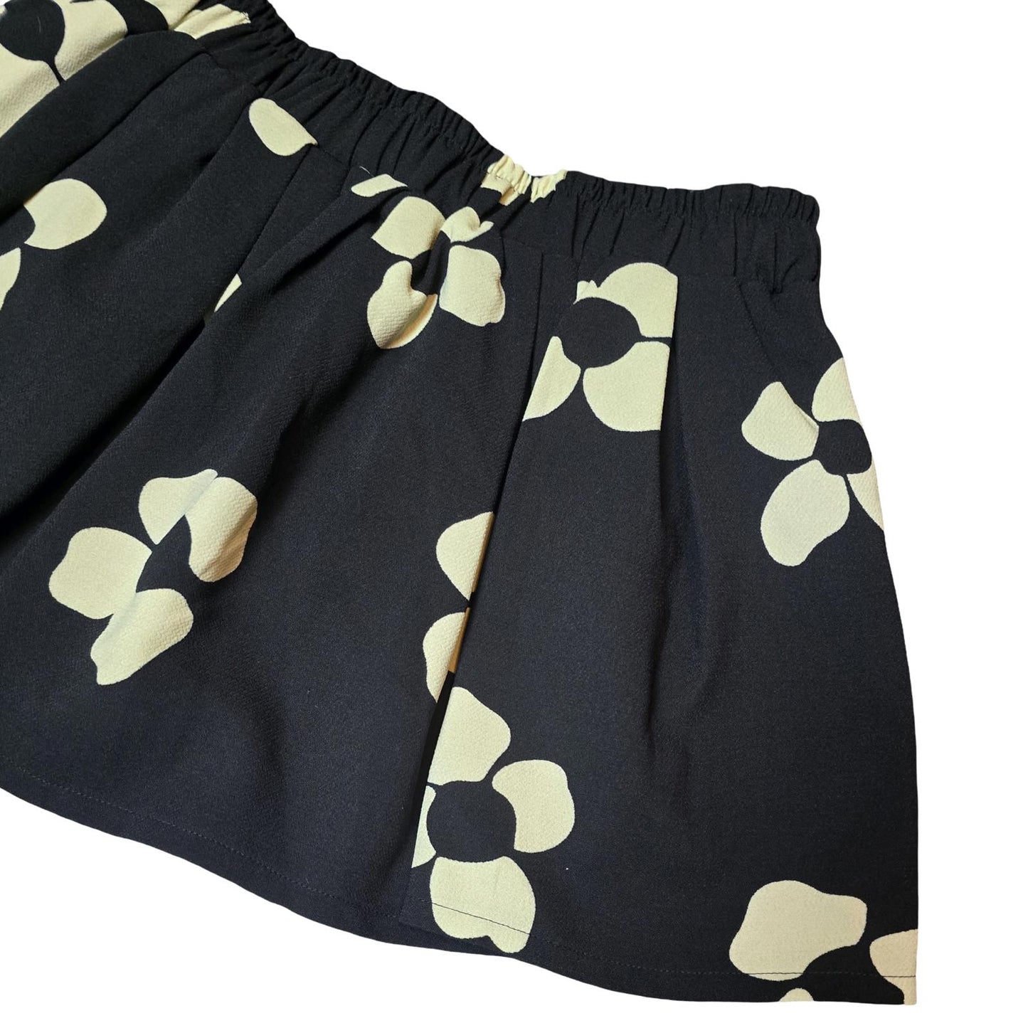 Y2K New Look Black & White Floral Print Mini Skort Elasticated Waist