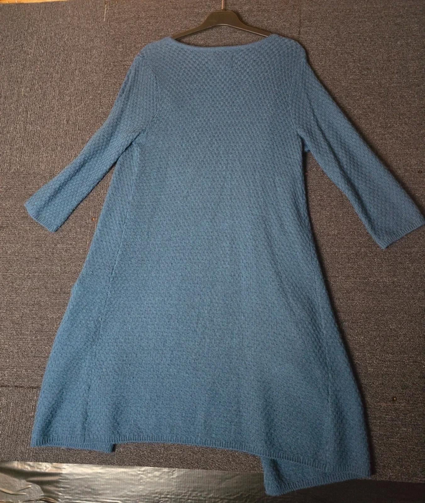 Cynthia Rowley blue midi knitted cardigan 100 merino wool M size 12/14