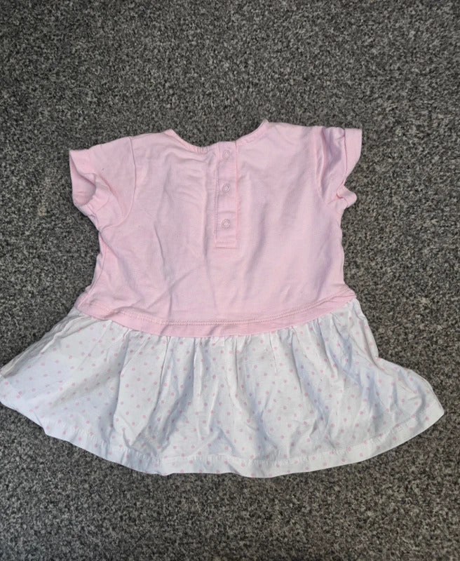 Babytown Baby Girls Pink Bunny "Happy Girls Are The Prettiest" T-Shirt Dress 3-6 Months