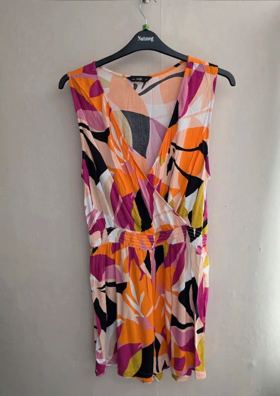 F&F Multicoloured Patterned Sleeveless Playsuit Size Large Size 16–18
