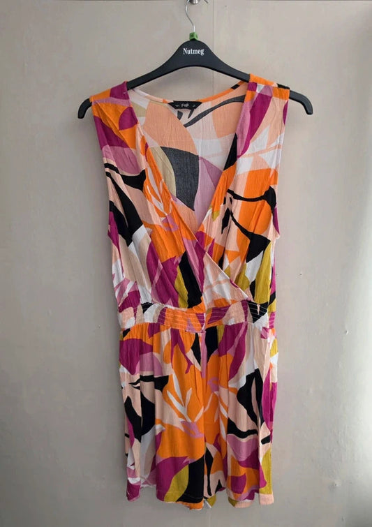 F&F Multicoloured Patterned Sleeveless Playsuit Size Large Size 16–18