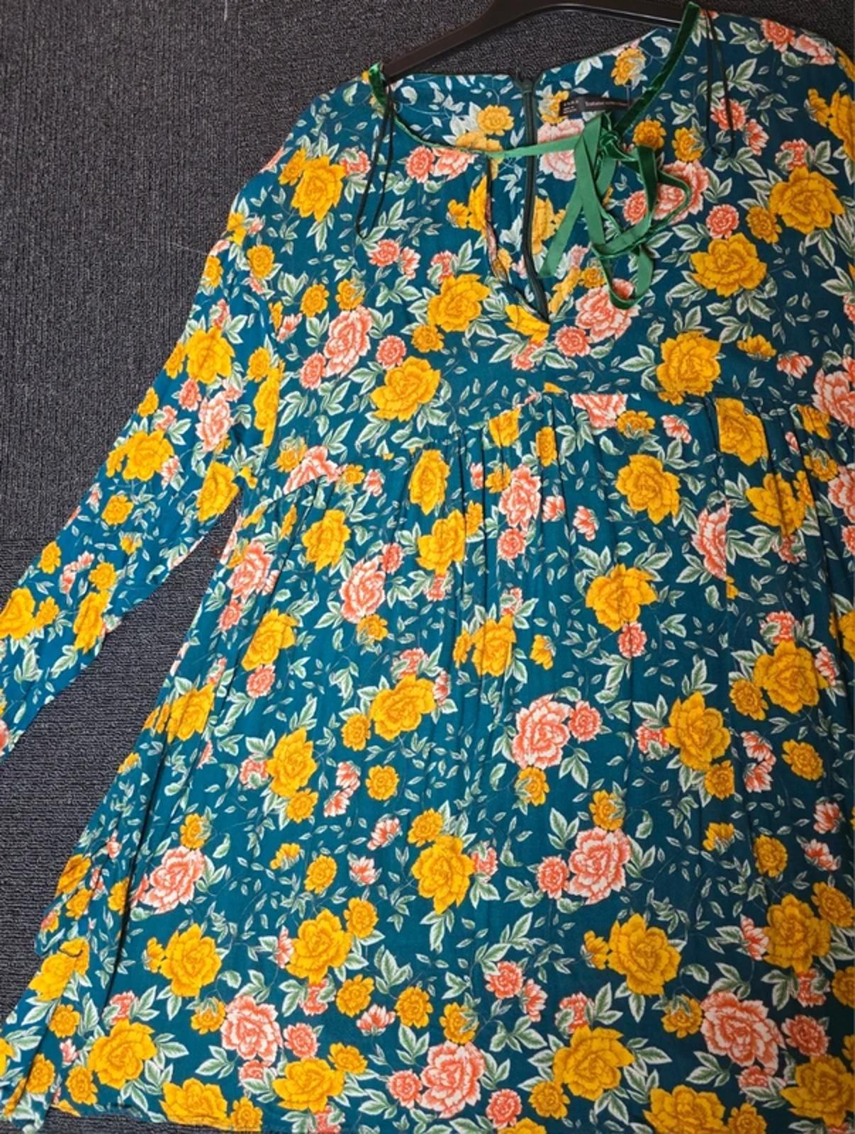 Zara multicoloured floral mini dress 3/4 sleeves M Size 10/12
