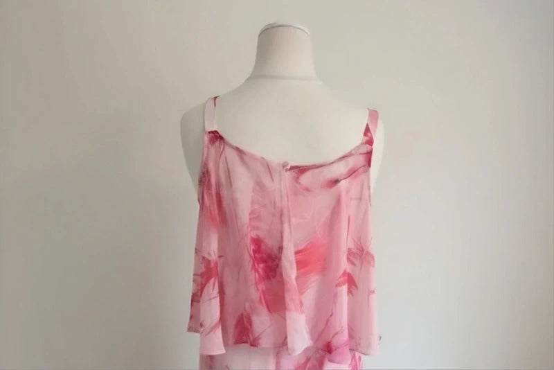 Roman Pink & White Layered Maxi Dress Size 14
