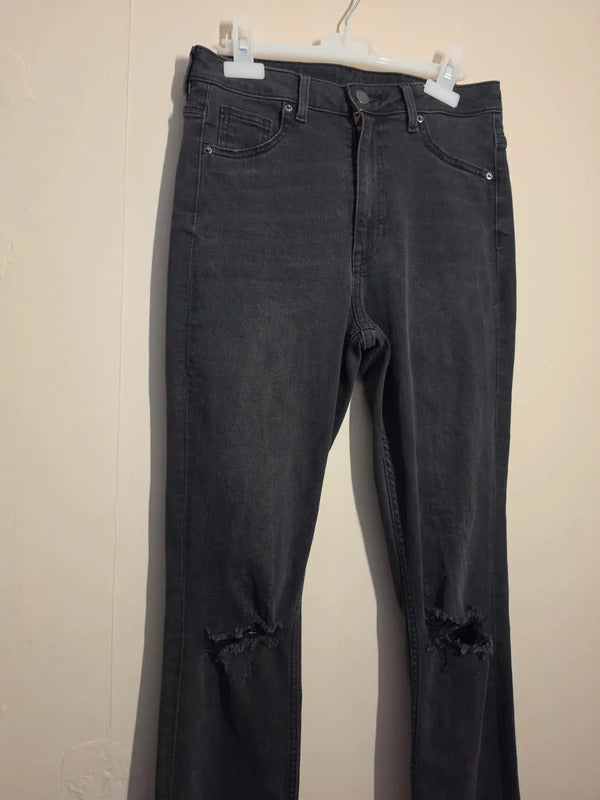 H&M Black Ripped Curvy Jeggings Ultra High Waist Size 8