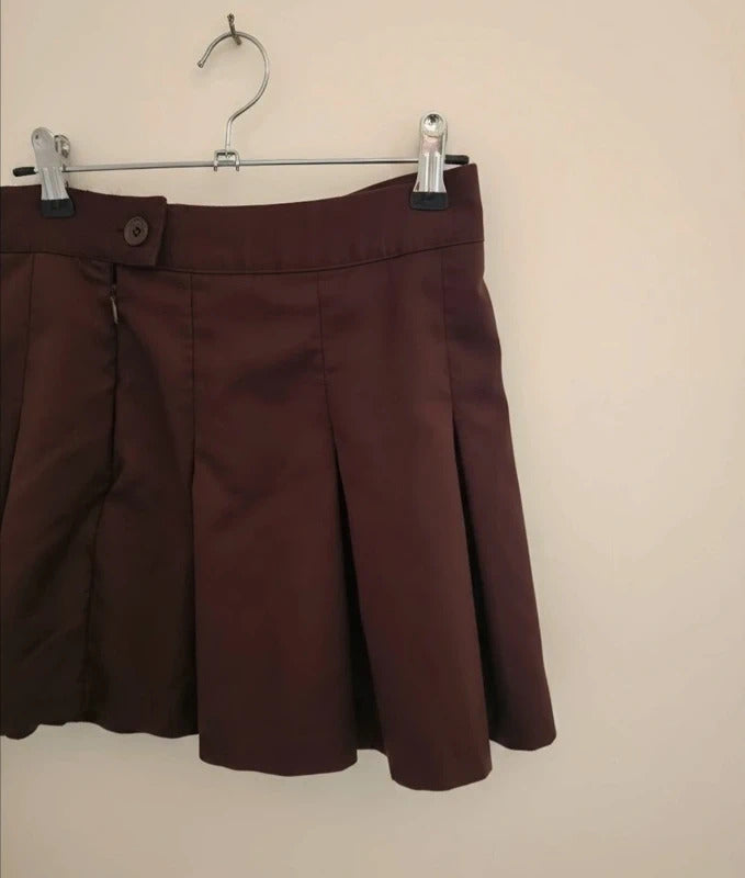 H&M Brown Pleated Flared Mini Skirt Size Eur 34 Size 6-8