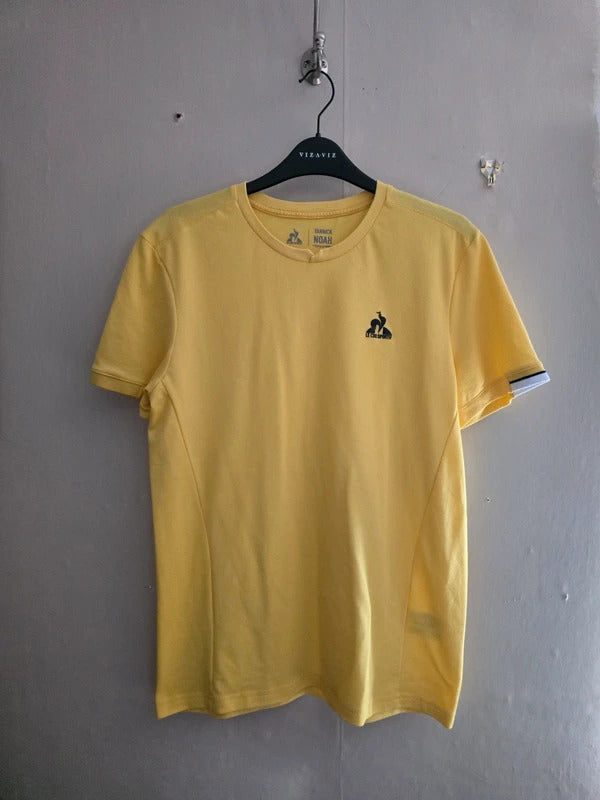 Le Coq Sportif Yannick Noah Yellow Short Sleeved T-Shirt Men's Size Small