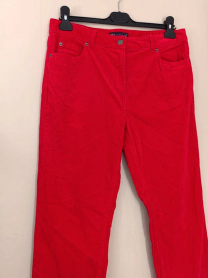Marks & Spencer Red Corduroy Slim Leg Trousers – Size 12 Short