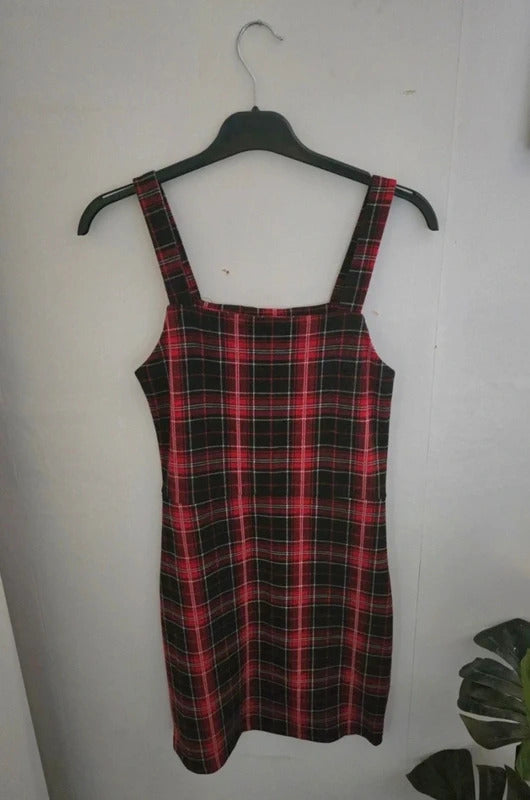 New Look Girls Red & Black Check Pinafore Dress 12-13years