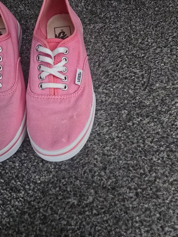 Vans Girls Pink Lace Up Canvas Skate Trainers Shoes Size UK 3