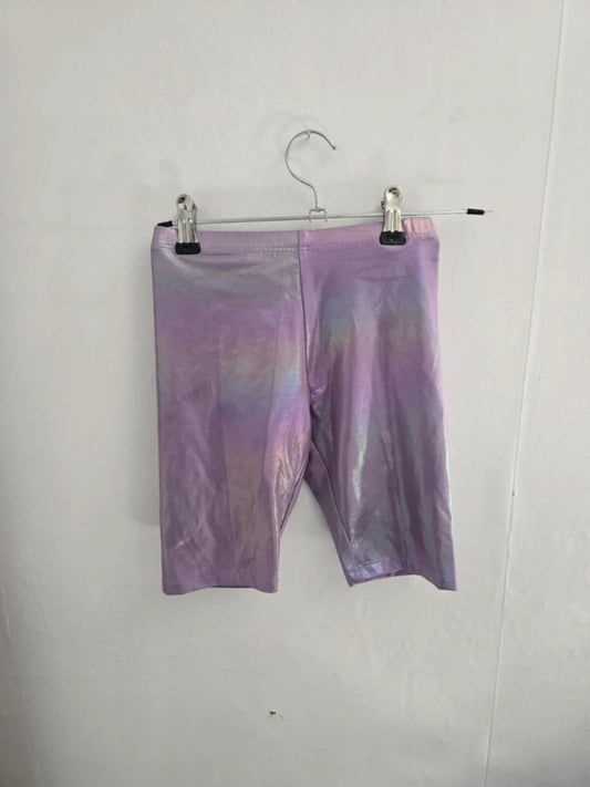 H&M Girls Shiny Iridescent Purple Bike Shorts Age 8-9