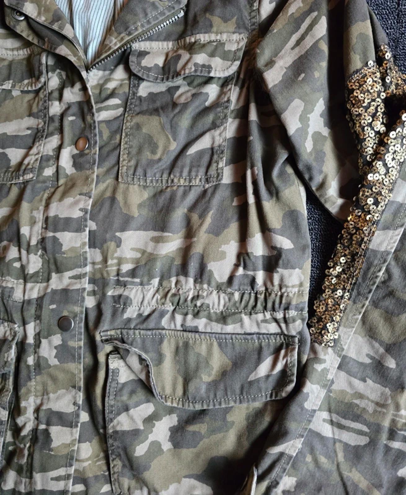 Next Camouflage Utility Jacket with Sequin Sleeves Size 12
