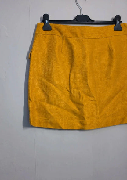 Next Mustard Yellow Button Front Mini Skirt with Pockets – Size 10