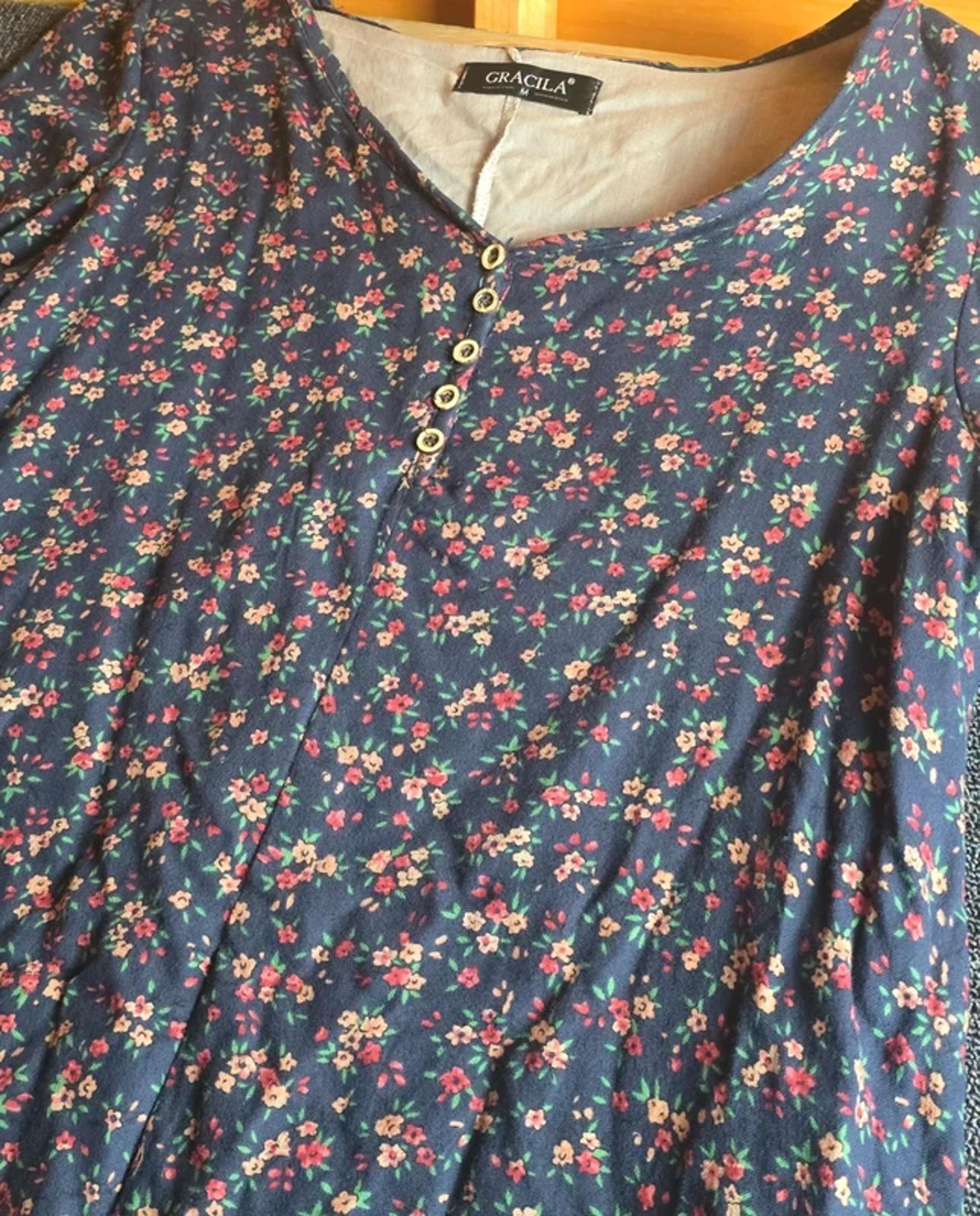 Gracila Maxi Dress Navy Floral M Size 12/14  Oversized Casual Boho Layered