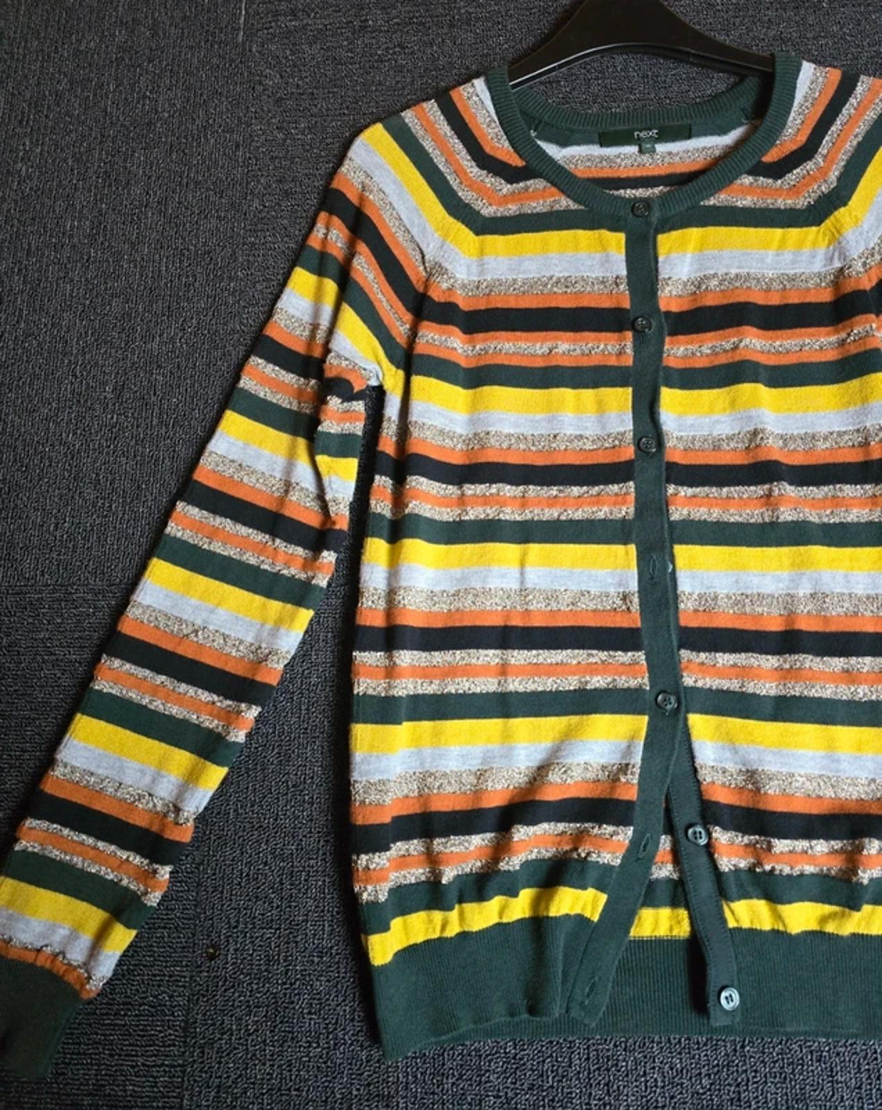 Next Striped Glitter Cardigan Green Yellow Orange Size 10 Cotton Blend