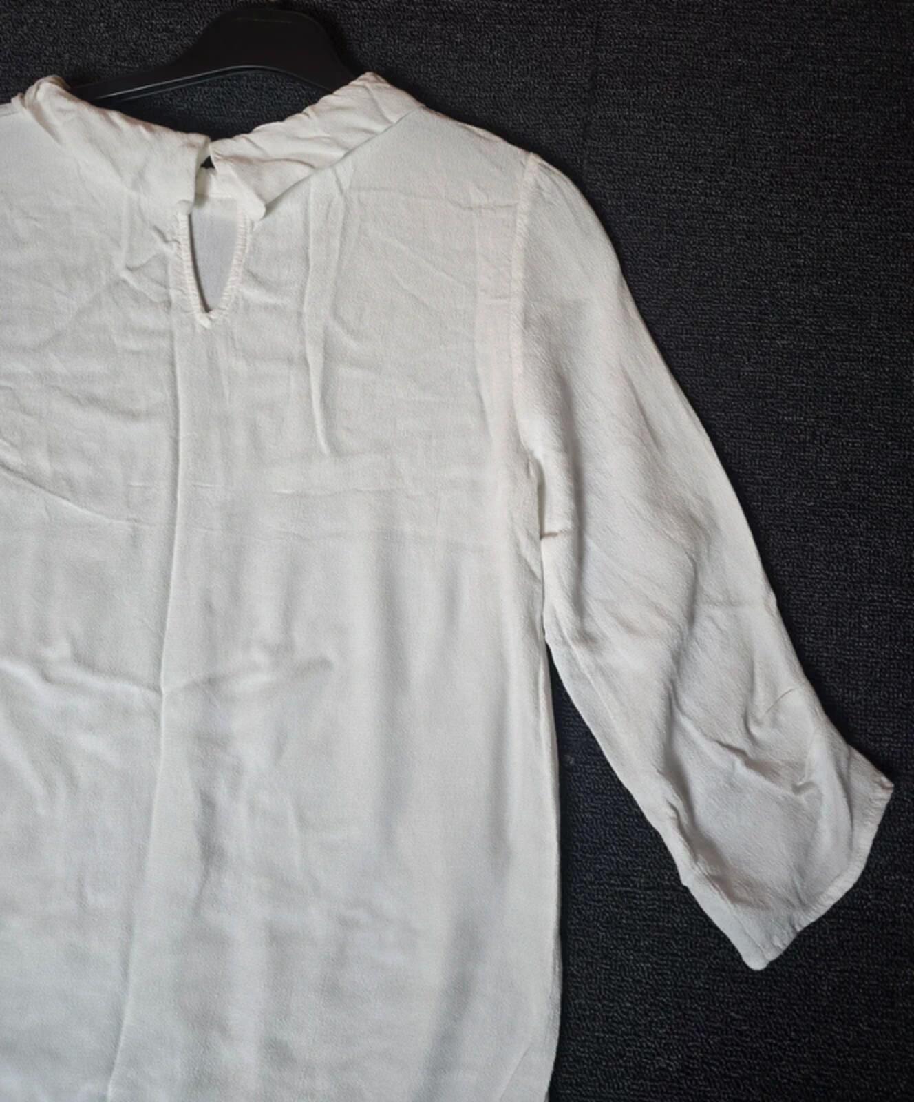 Zara white collared 3/4 sleeve relaxed blouse Med size 10/12
