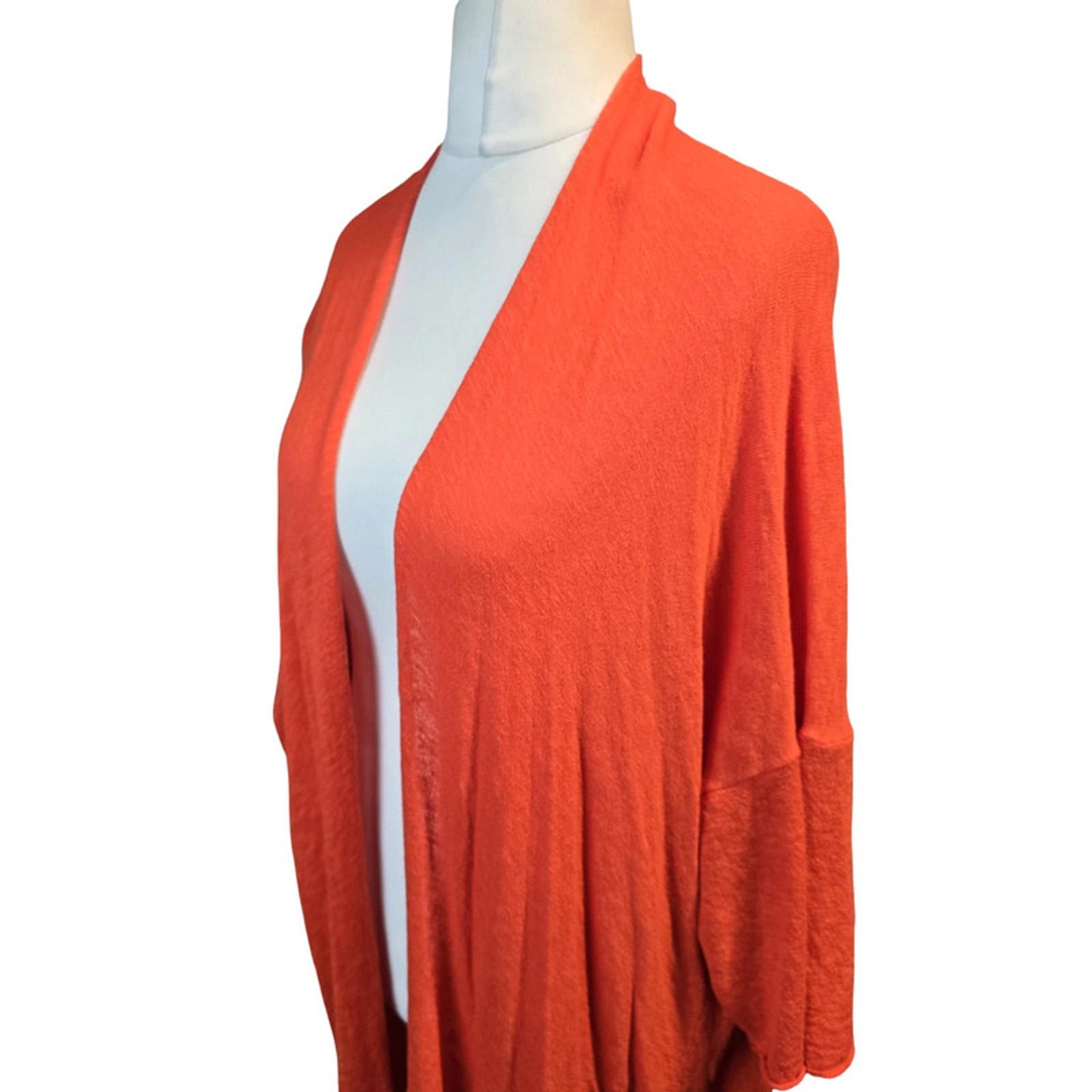 Zara Orange Open Front Cardigan S Size 8-12 Midi Lightweight Layering