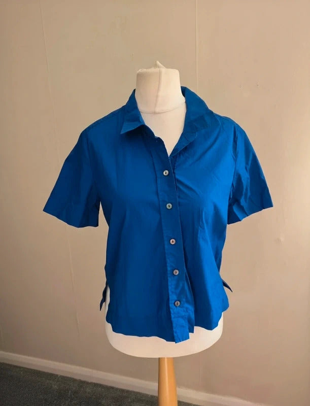 Poetry Cobalt Blue Relaxed Boxy Short Sleeved Shirt Size 10