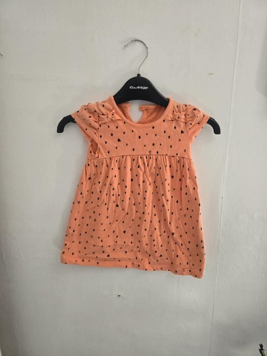 George Baby Girls Orange Heart Print Cotton Dress 9-12 Months