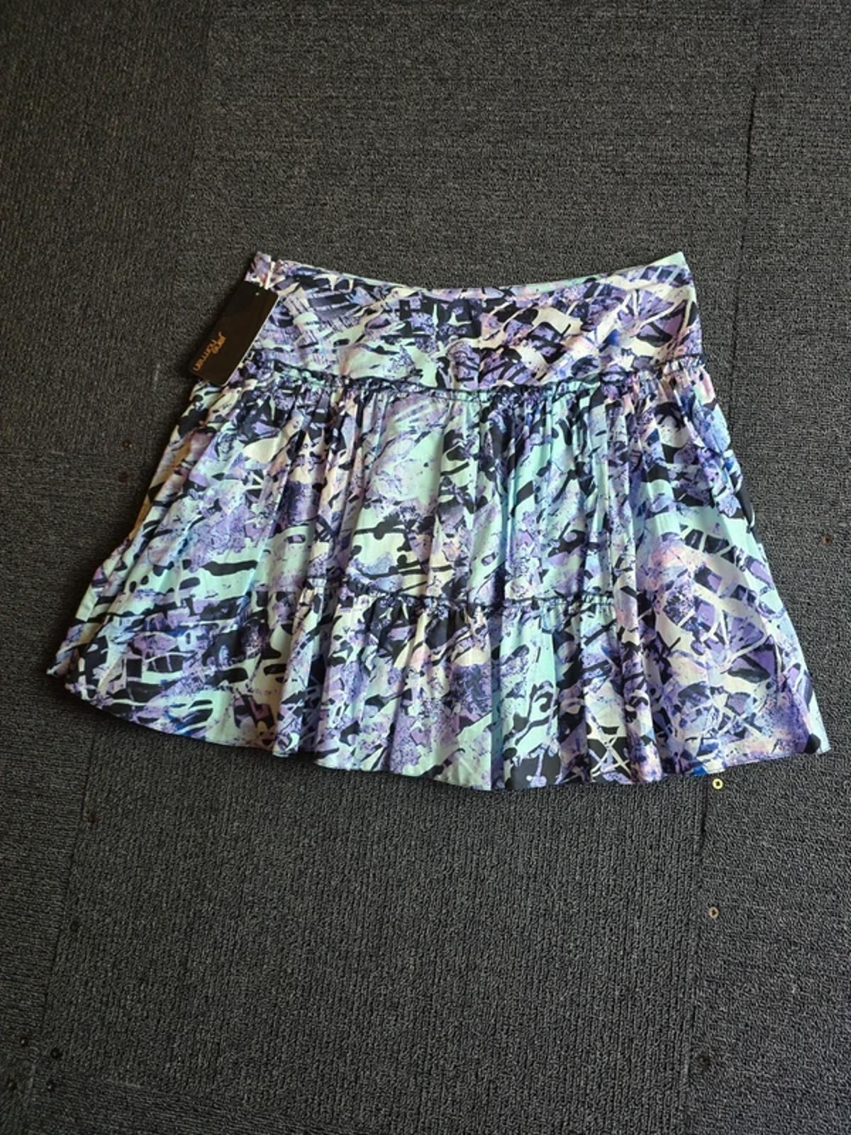 Jane Norman Mini Skirt Purple & Turquoise Abstract Size 8 Y2K Cotton NWT