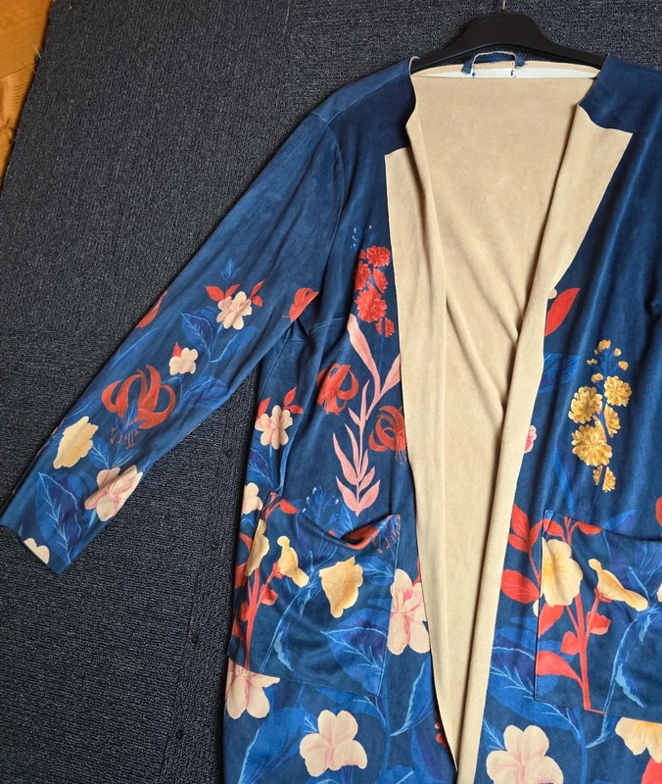Cotton Traders Open Cardigan Blazer Navy & Multicolour Size 16 Floral