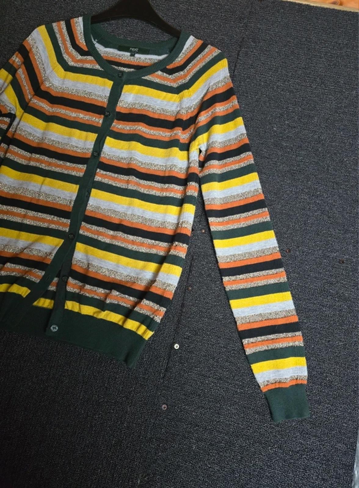 Next Striped Glitter Cardigan Green Yellow Orange Size 10 Cotton Blend