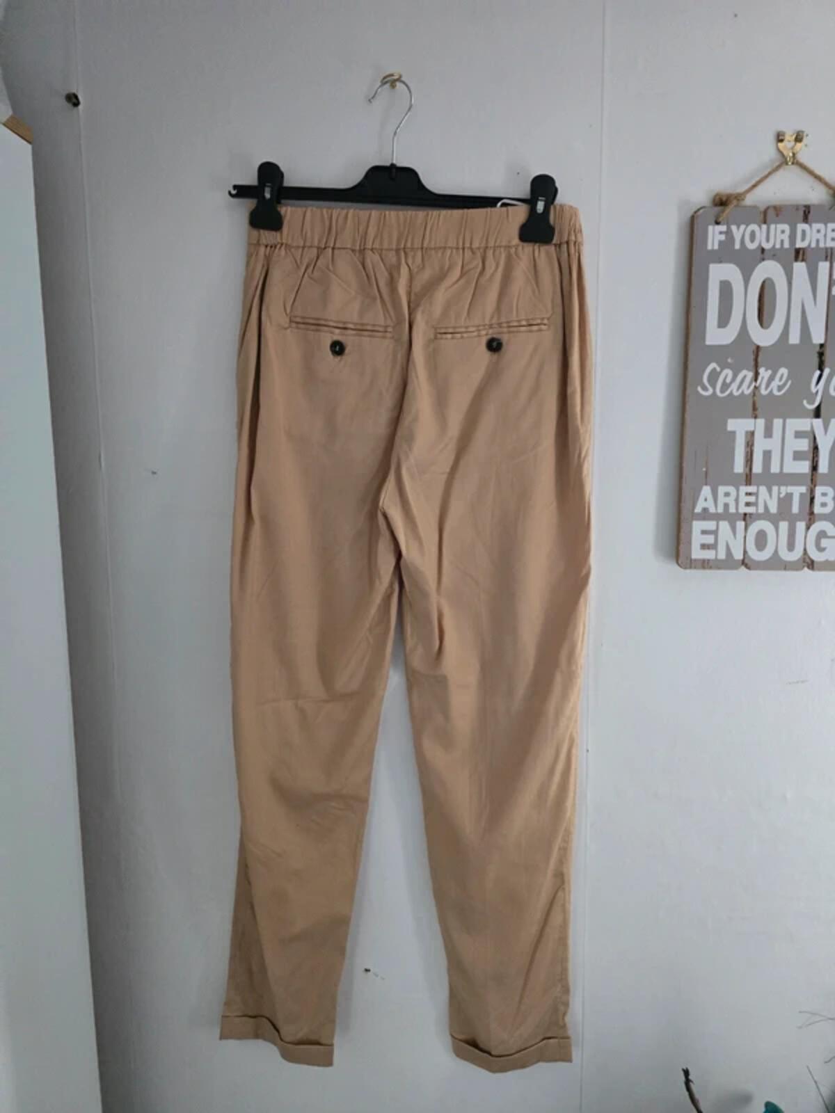 Vila Beige High-Waist Slim Leg Lyocell Trousers EU 36 UK size 8