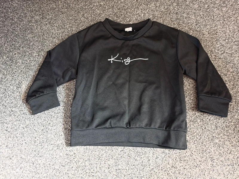 Shein Toddler Boys Black "King" Script Sweatshirt Jumper Age 3 Years