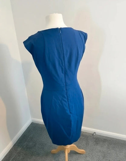 French Connection Women's Blue Tailored Shift Dress Size 14 Smart Workwear