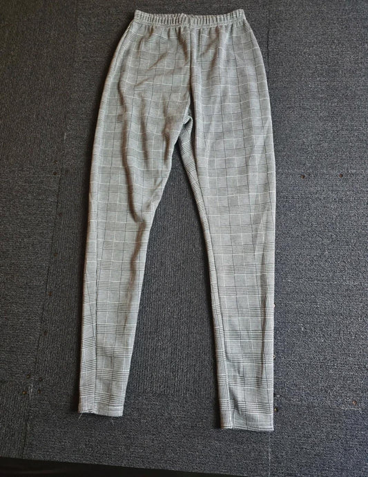 Peacocks Grey Checked Leggings Size 12 Skinny High Waist Work