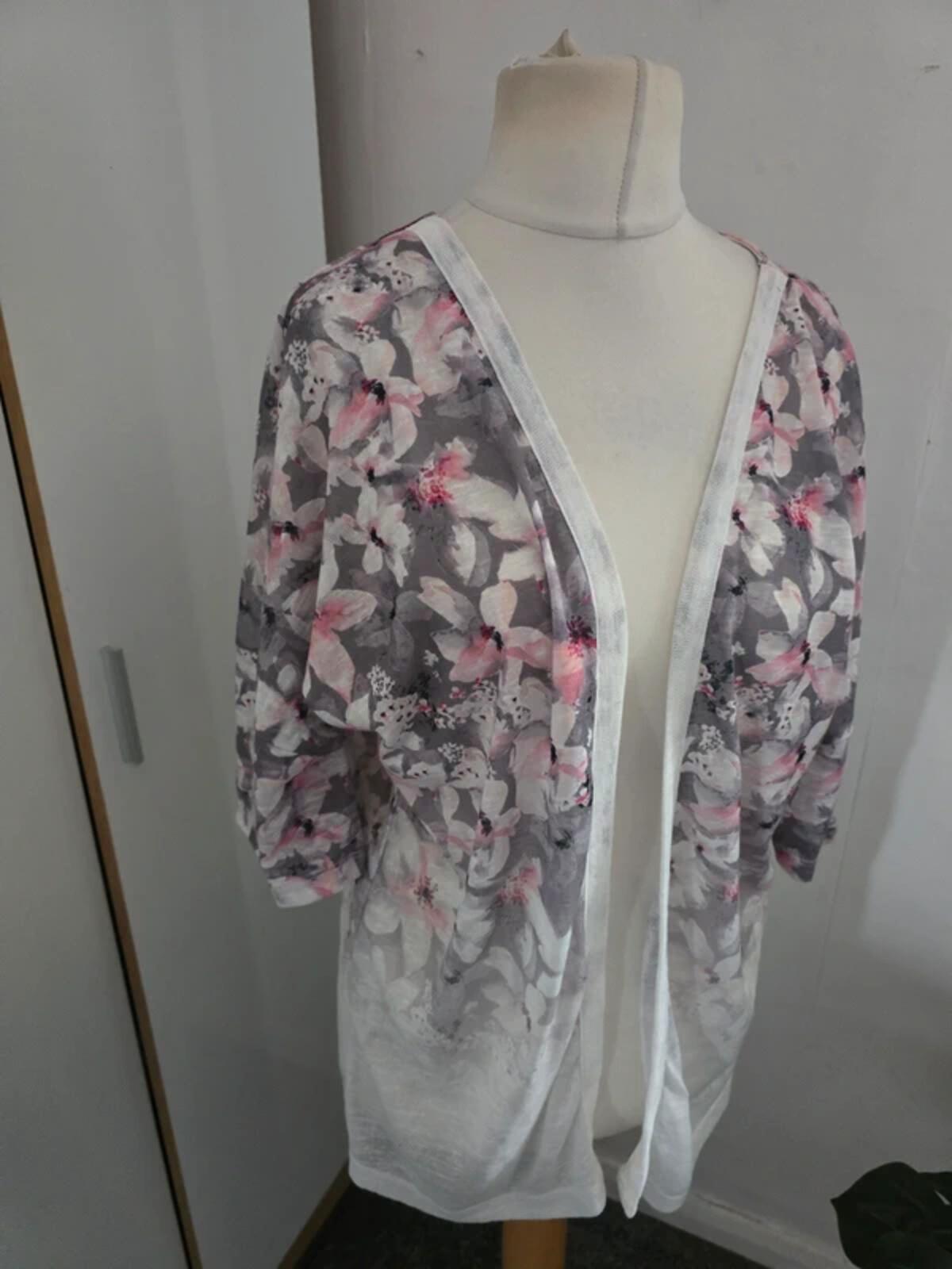 RJR John Rocha Sheer Floral Open Cardigan Size 14