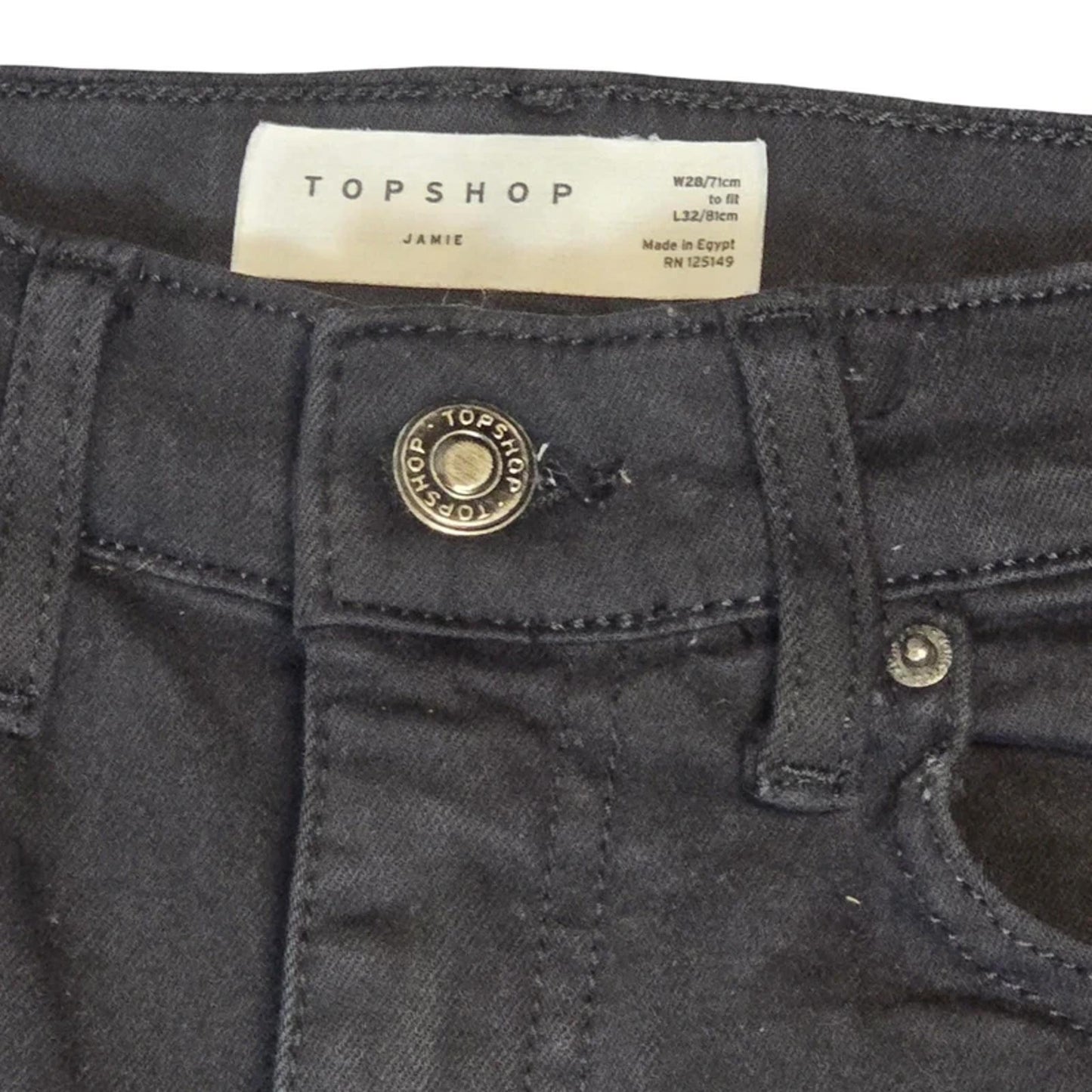 Topshop Moto Jamie Black Skinny High-Waisted Jeans – W28 L32 UK Size 10
