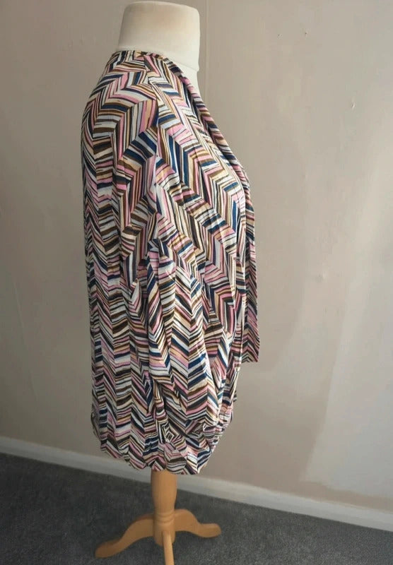 Matalan Multicoloured Patterned Open Front Lightweight Kimono Large Size 16-18