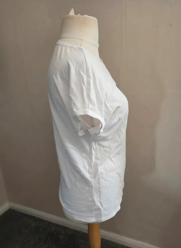 Matalan White Short Sleeved Relaxed Fit T-Shirt Size Med Size 12-14