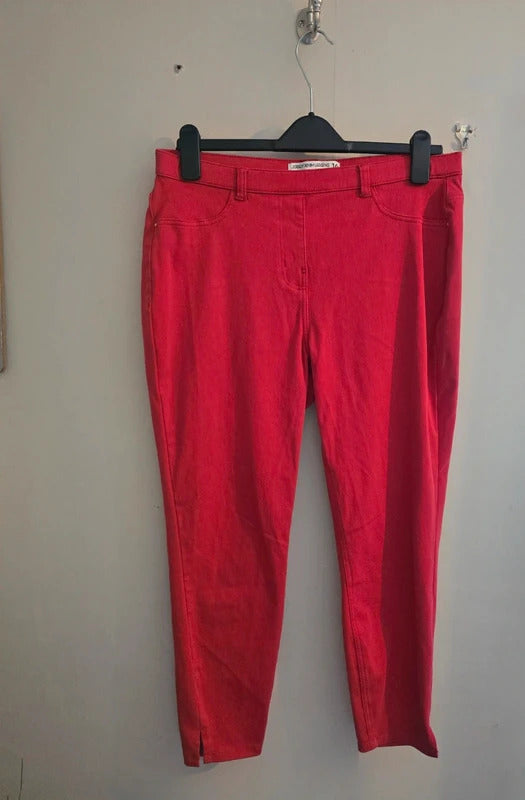 Next Vibrant Red High Waisted Cropped Stretchy Jeggings Size 16