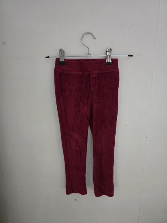 Nutmeg Girls Burgundy Ribbed Cotton Blend Leggings Age 2-3 Years