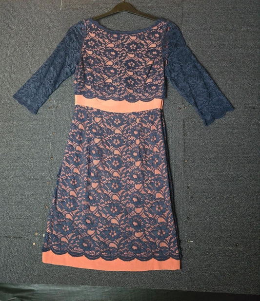 Boden navy & beige lace dress NWT size 10 Sheer